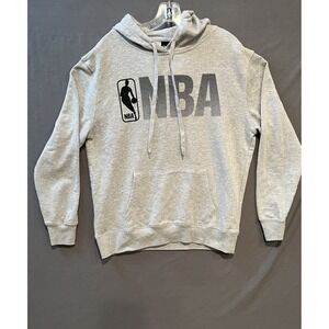 NBA Fleece Hoodie Mens Medium‎ Gray Pullover Hooded Sweatshirt Basketball Logo